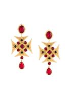 Dolce & Gabbana Maltese Cross Clip-on Earrings, Women's, Metallic