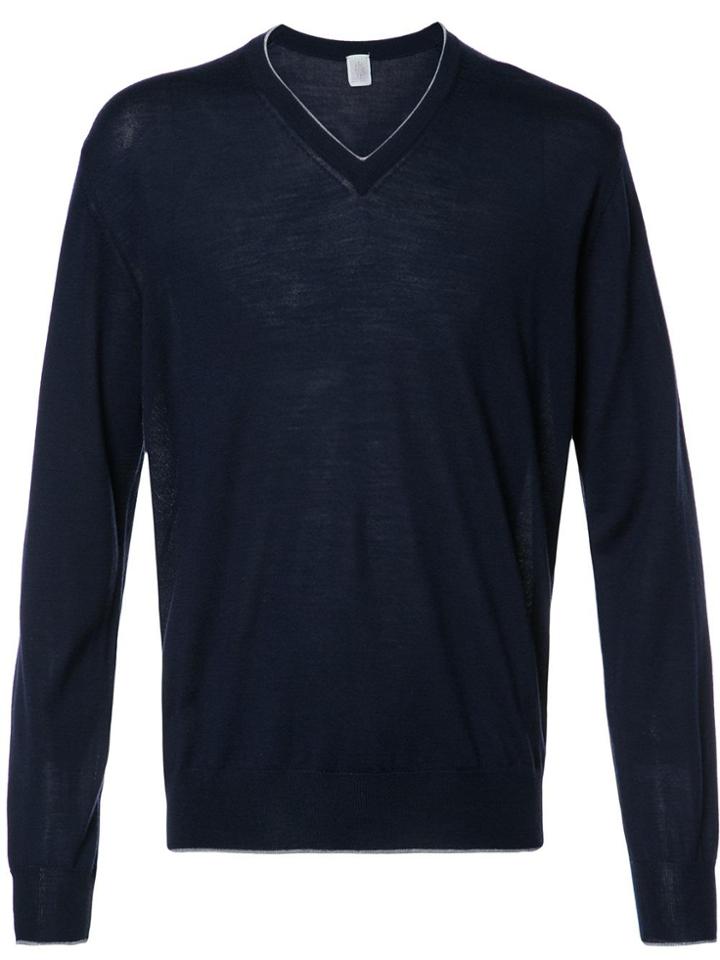 Eleventy V-neck Jumper - Blue