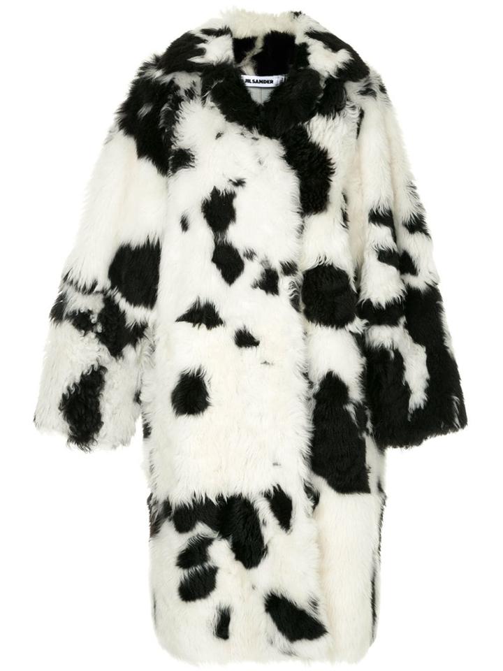 Jil Sander Cow Pattern Coat - Black