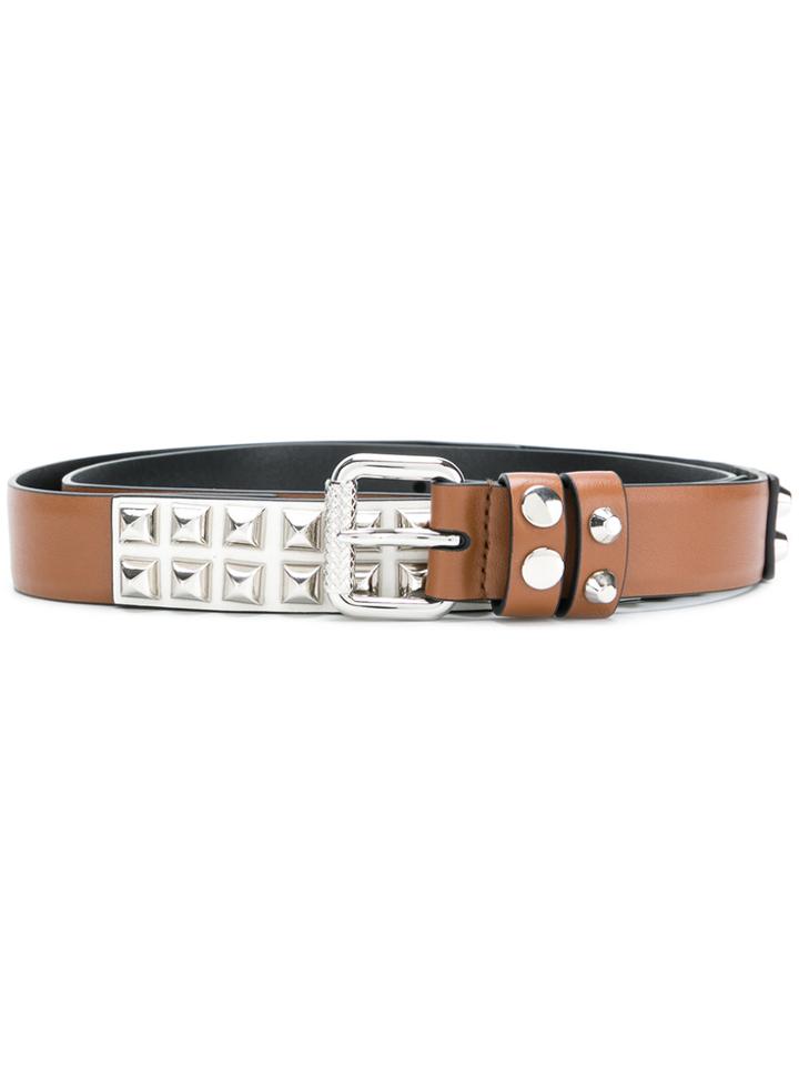 Prada Studded Leather Belt - Brown