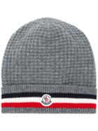 Moncler Striped Knit Cap - Grey
