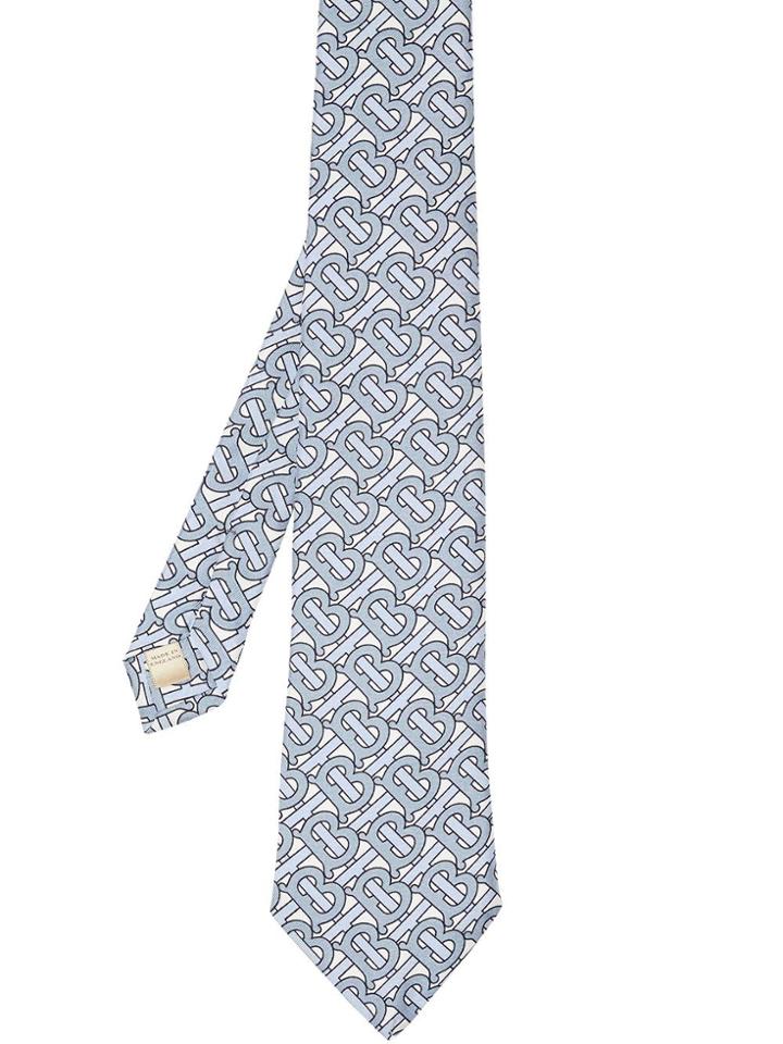 Burberry Classic Cut Monogram Print Silk Tie - Blue