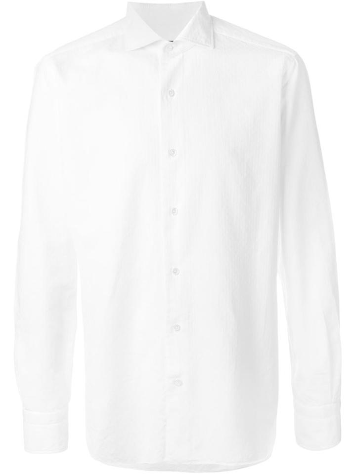 Barba Embroidered Shirt, Men's, Size: 42, White, Cotton