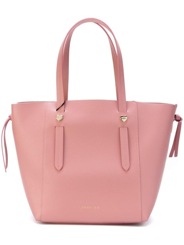 Twin-set Zipped Shopper Bag, Women's, Pink/purple, Leather