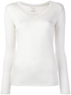 Majestic Filatures Longsleeved V-neck T-shirt, Women's, Size: 4, White, Silk