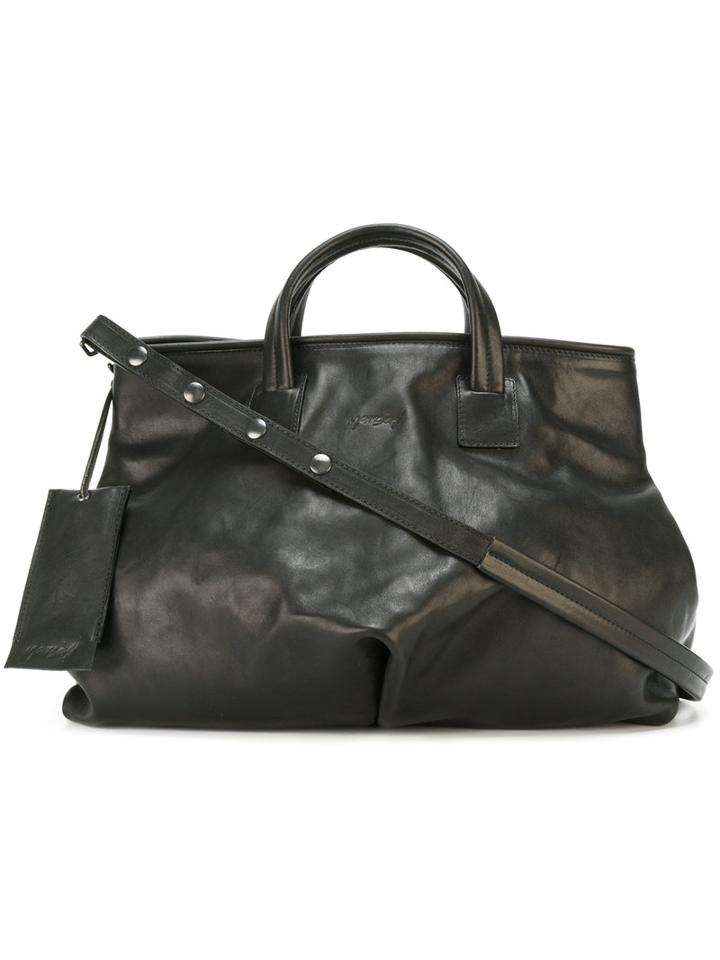 Marsèll Logo Embossed Tote Bag, Women's, Black, Calf Leather