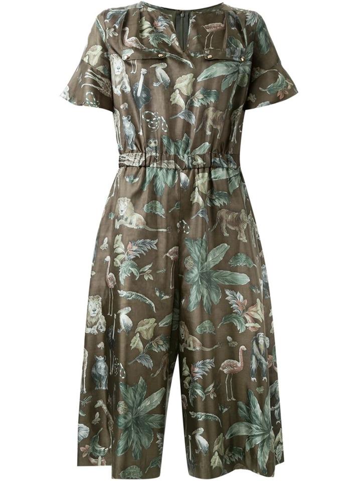 Muveil Jungle Print Jumpsuit, Women's, Size: 38, Green, Polyester