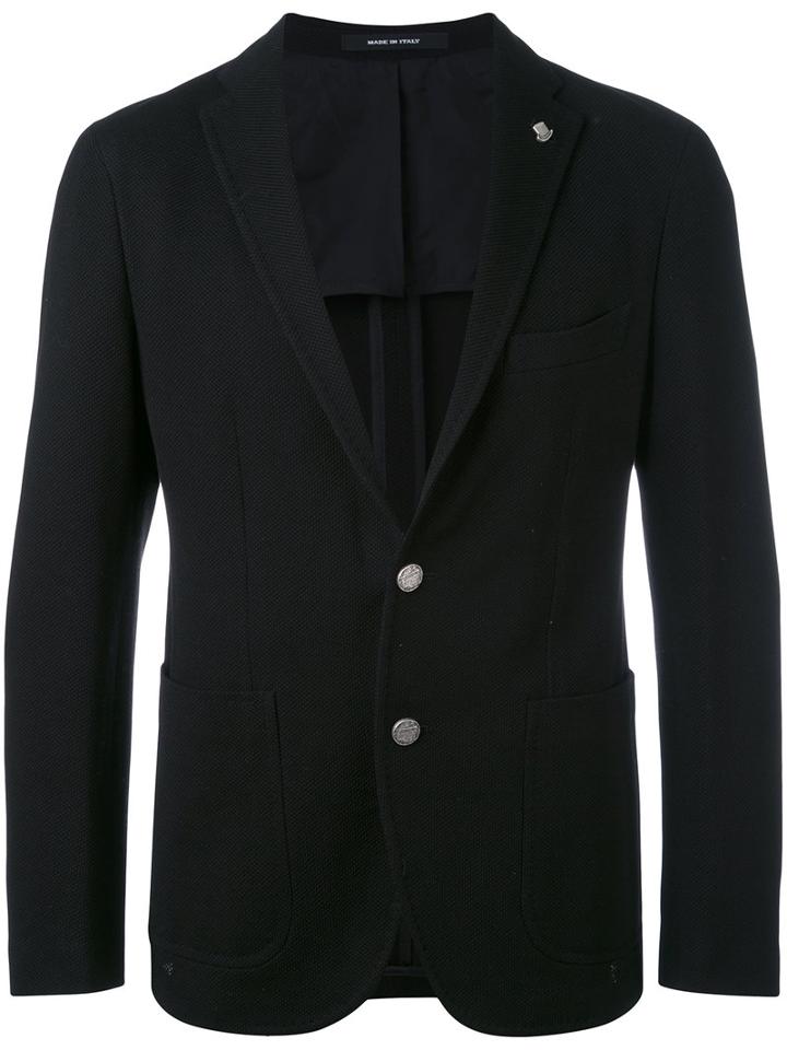 Tagliatore - Logo Pin Blazer - Men - Cotton/cupro - 50, Black, Cotton/cupro