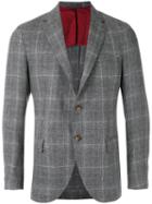 Eleventy - Checked Blazer - Men - Silk/linen/flax/cupro/wool - 50, Grey, Silk/linen/flax/cupro/wool