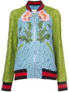 Gucci Floral Embroidered Bomber Jacket - Blue