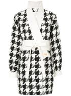 Pierre Balmain Belted Houndstooth Jacket - White