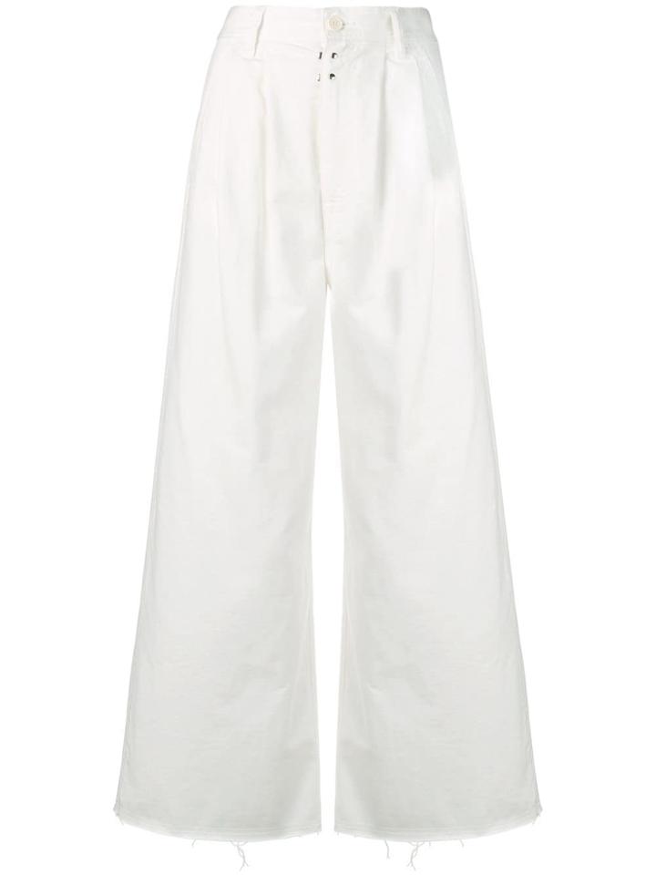Mm6 Maison Margiela Cropped Palazzo Pants - White