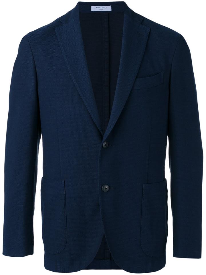 Boglioli Two Button Blazer, Men's, Size: 50, Blue, Cotton/polyamide/spandex/elastane/cupro