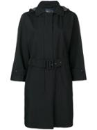 Herno Hooded Belted Coat - Black