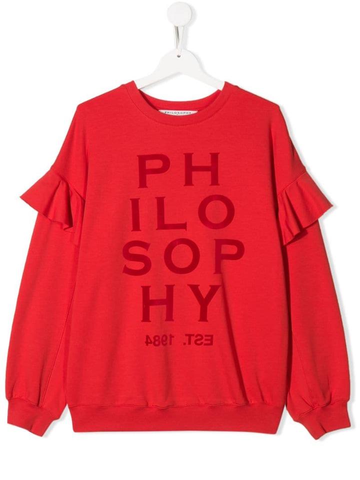 Philosophy Di Lorenzo Serafini Kids Teen Printed Logo Hoodie - Red