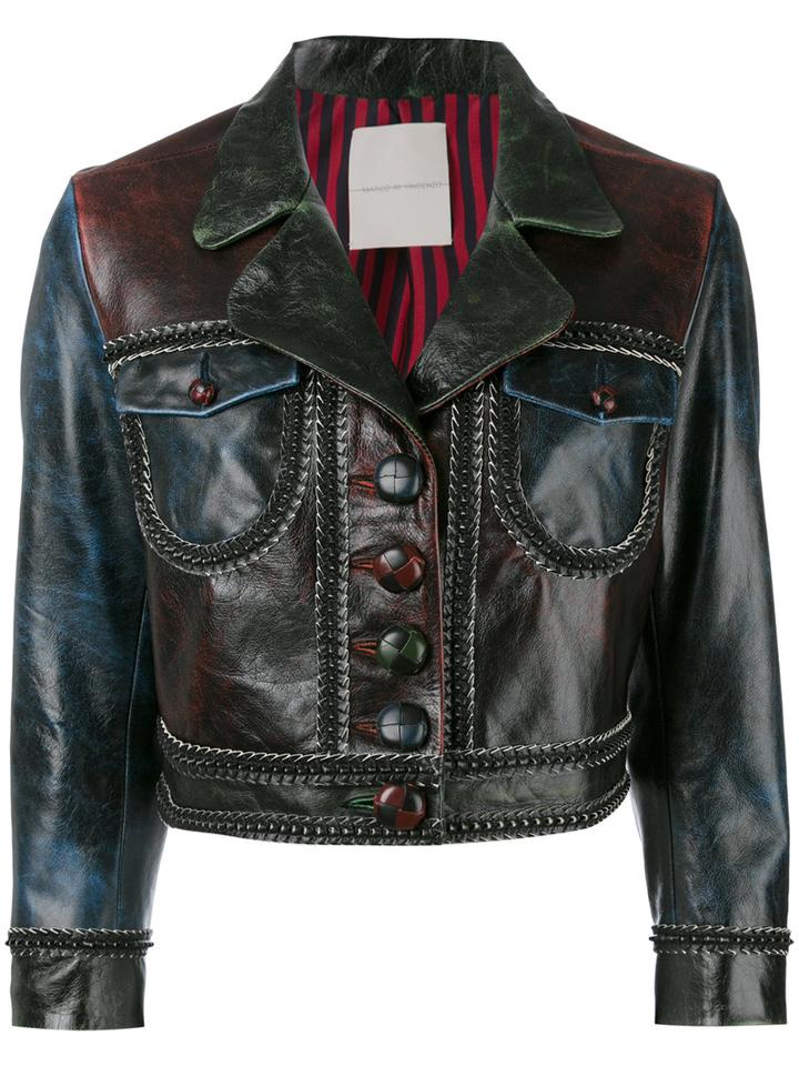 Marco De Vincenzo - Cropped Jacket - Women - Calf Leather/polyester - 42, Calf Leather/polyester