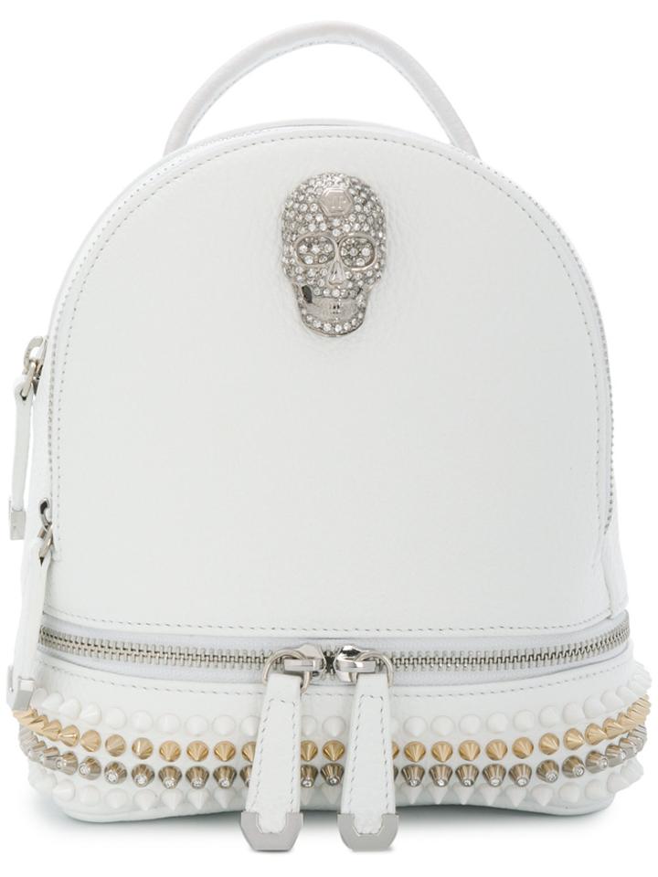 Philipp Plein Studded Skull Detail Backpack - White