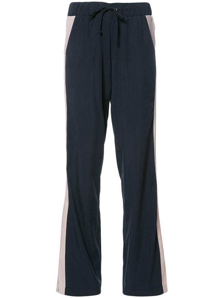 Anine Bing Striped Trim Drawstring Track Pants, Women's, Size: Small, Black, Viscose/silk