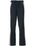 Anine Bing Striped Trim Drawstring Track Pants, Women's, Size: Small, Black, Viscose/silk