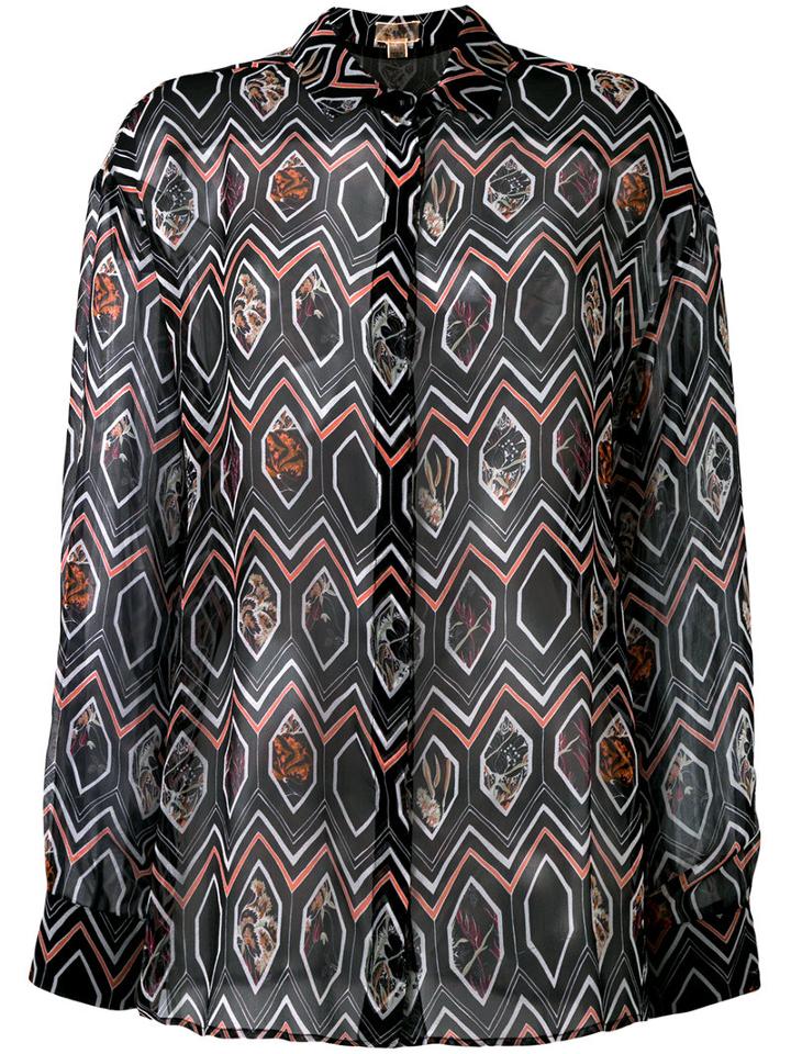 Giambattista Valli Geometric Print Shirt, Women's, Size: 44, Black, Silk