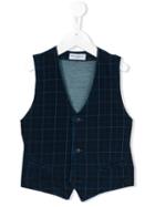 Paolo Pecora Checked Waistcoat, Kids Unisex, Size: 12 Yrs, Blue, Cotton/spandex/elastane