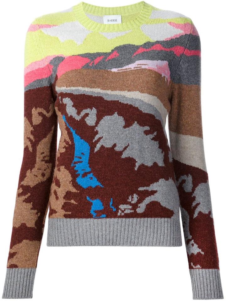 Barrie Cashmere Landscape Print Jumper, Women's, Size: Small, Brown, Cashmere