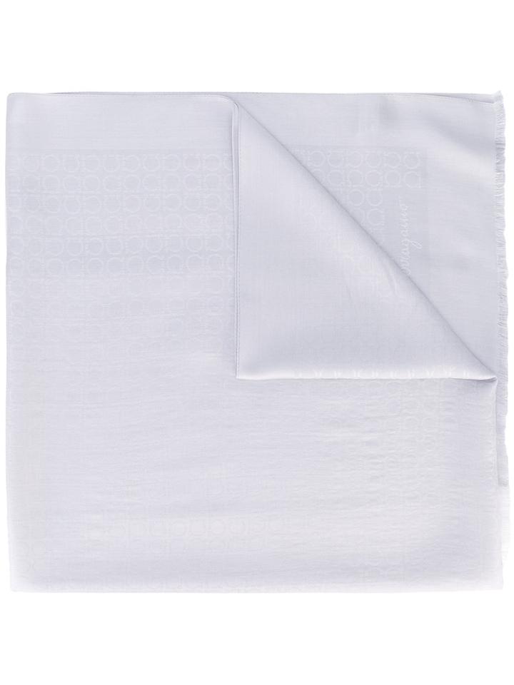 Salvatore Ferragamo - Logo Printed Scarf - Women - Silk/wool - One Size, Grey, Silk/wool
