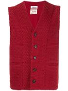 Coohem Shadow Herringbone Tweed Vest - Red