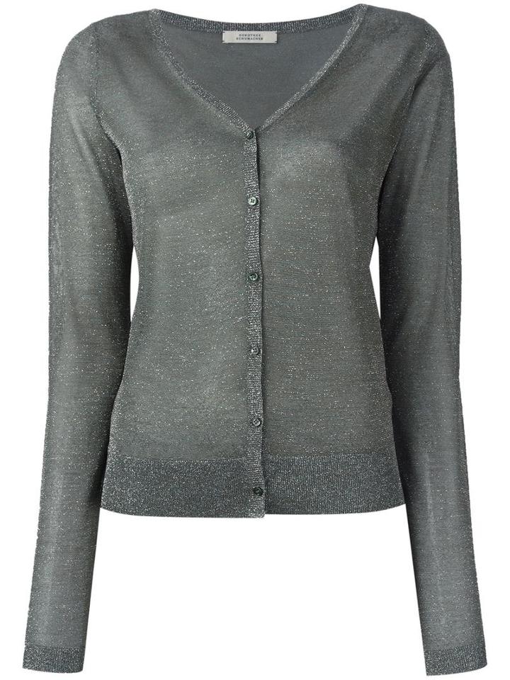 Dorothee Schumacher High Shine Cardigan, Women's, Size: 2, Grey, Polyester/viscose/metallic Fibre