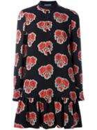 Alexander Mcqueen Poppy Print Mini Dress, Women's, Size: 42, Black, Silk
