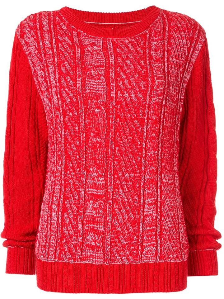 Coohem Gradation Cable Knit Jumper - Red