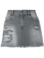 Gaelle Bonheur Ripped Mini Denim Skirt - Grey