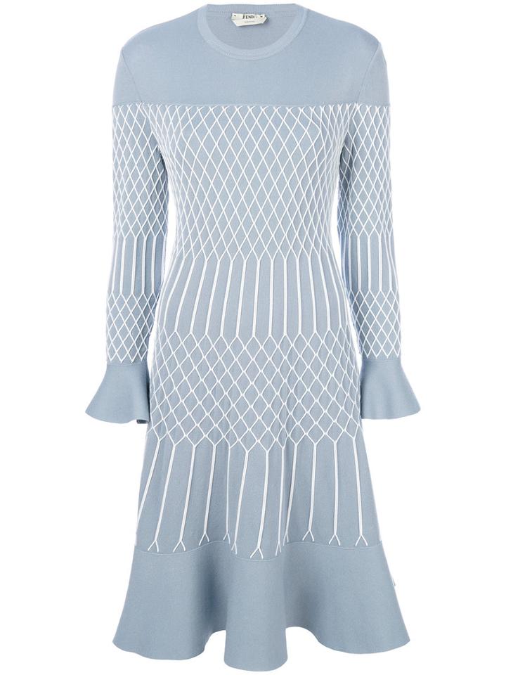 Fendi - Mesh Effect Dress - Women - Polyester/viscose - 42, Blue, Polyester/viscose