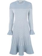 Fendi - Mesh Effect Dress - Women - Polyester/viscose - 42, Blue, Polyester/viscose