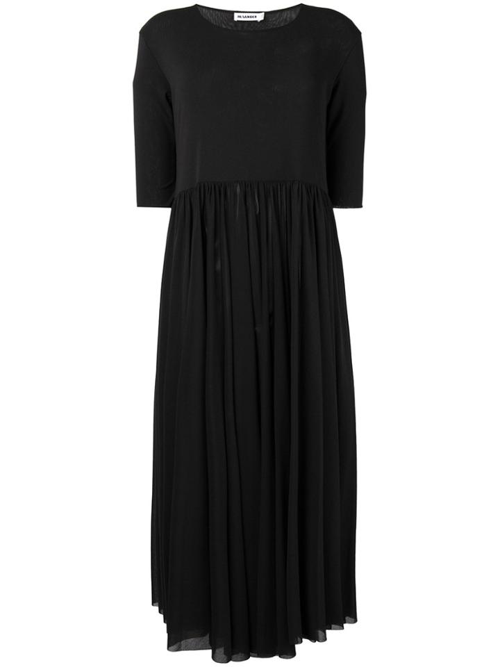 Jil Sander Long Pleated Dress - Black