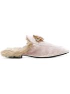 Emanuela Caruso Furry Trim Mules - Neutrals