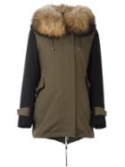 Forte Couture Fur Collar Coat, Women's, Size: 42, Green, Cotton/spandex/elastane/viscose/polyester