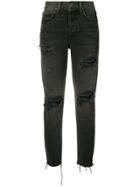 Grlfrnd Distressed Cropped Jeans - Black