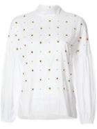 Tibi - Floral Beads Embellished Blouse - Women - Cotton/polyester/polyimide - M, White, Cotton/polyester/polyimide