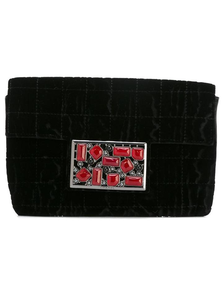 Chanel Vintage Stone Embellished Clutch, Women's, Black
