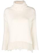 Maison Flaneur Nibbled Hem Turtleneck Sweater - White