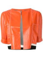 Aviù Cropped Short Sleeve Jacket, Women's, Size: Small, Yellow/orange, Leather/polyamide/polyester/viscose