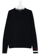 Diesel Kids Teen Contrast-trim Crew-neck Jumper - Blue