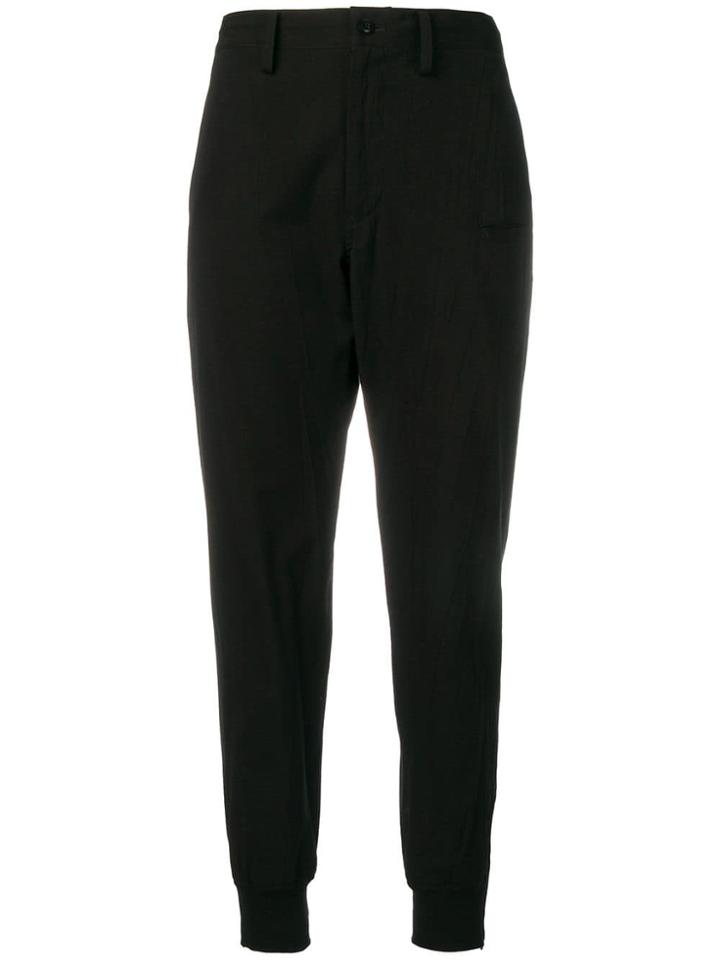 Y's Cropped Tapered Trousers - Black