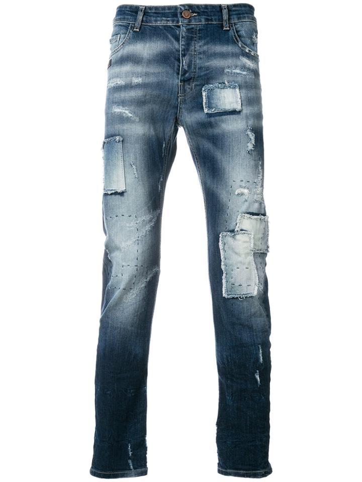 Frankie Morello Light-wash Fitted Jeans - Blue