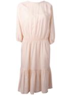 Vanessa Bruno Athé - Gathered Waist Dress - Women - Cotton/viscose - 38, Women's, Pink/purple, Cotton/viscose