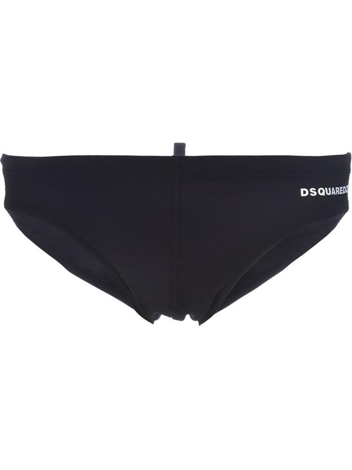 Dsquared2 Beachwear Front Logo Swimming Slips, Men's, Size: 50, Black, Polyamide/spandex/elastane