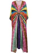 Mary Katrantzou Silk Sequinned Striped Kaftan - Multicolour