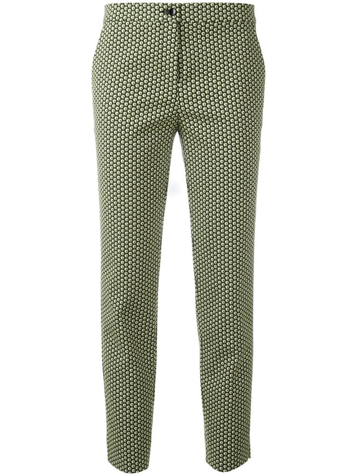 Etro Jacquard Cropped Trousers, Women's, Size: 46, Yellow/orange, Cotton/polyamide/polyester/spandex/elastane