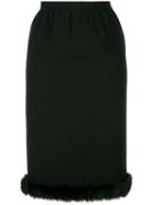Comme Des Garçons Pre-owned Faux-fur Hem Skirt - Black